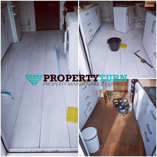 Kitchen floor tiled in Calcot